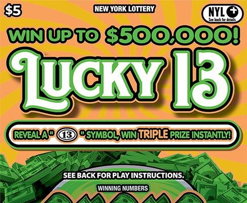 Lucky 13 New York scratch-off ticket