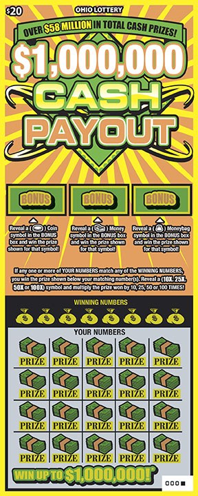 $1,000,000 Cash Payout Ohio scratch-off ticket