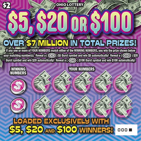 $5, $20 Or $100 Ohio scratch-off ticket