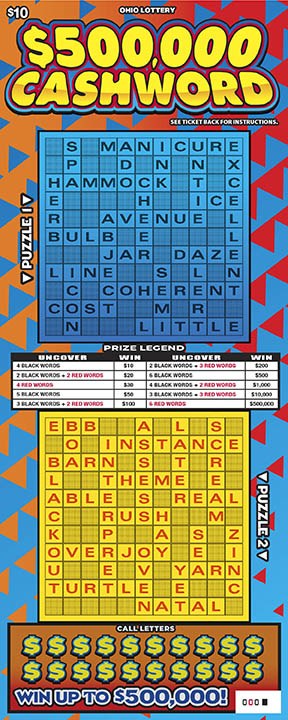 $500,000 Cashword Ohio scratch-off ticket