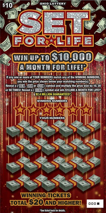 Set For Life Ohio scratch-off ticket