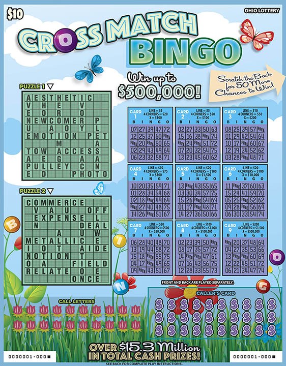 Cross Match Bingo Ohio scratch-off ticket