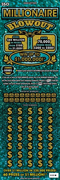 Millionaire Blowout Ohio scratch-off ticket