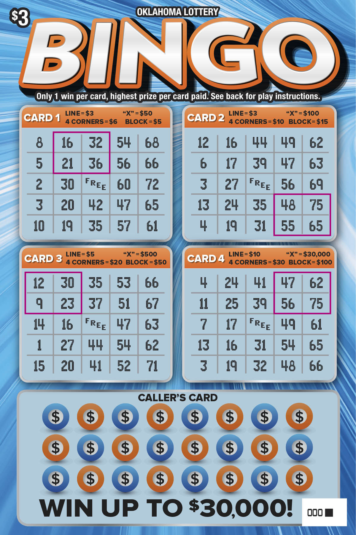 Bingo Oklahoma scratch-off ticket