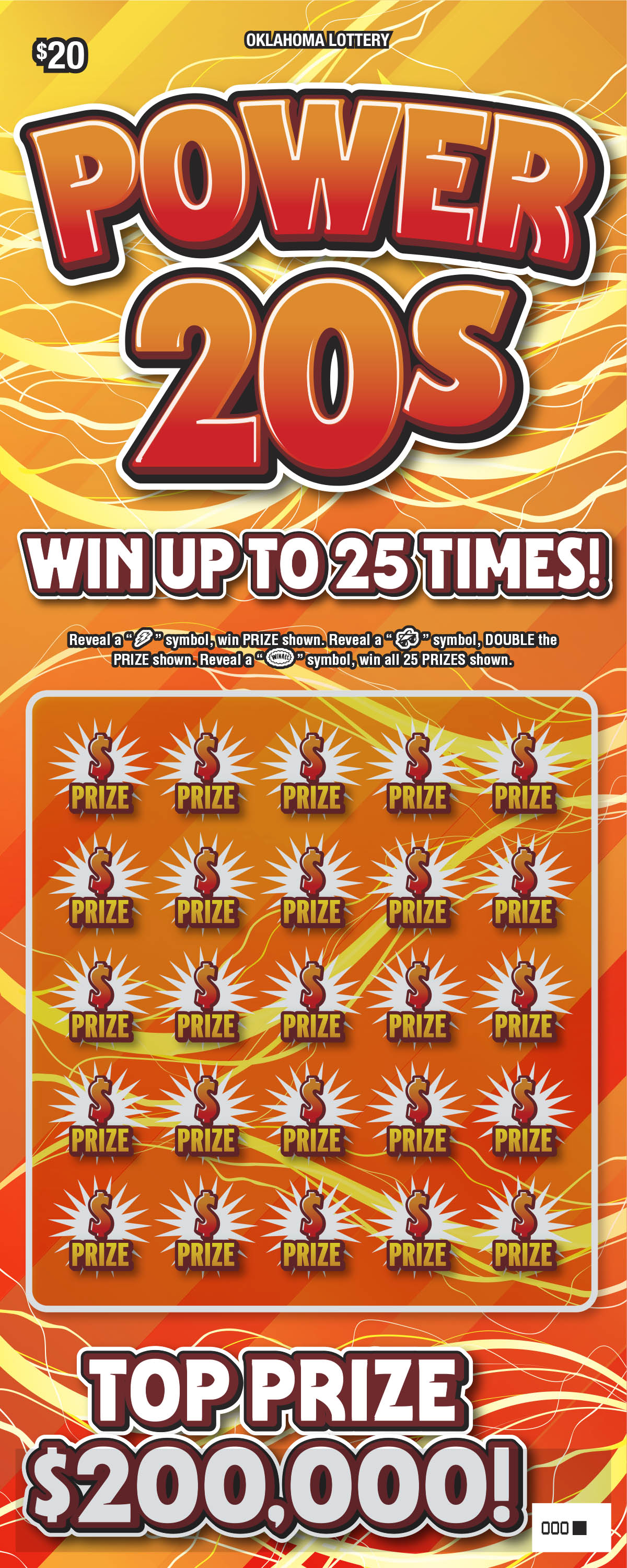 Power 20S Oklahoma scratch-off ticket