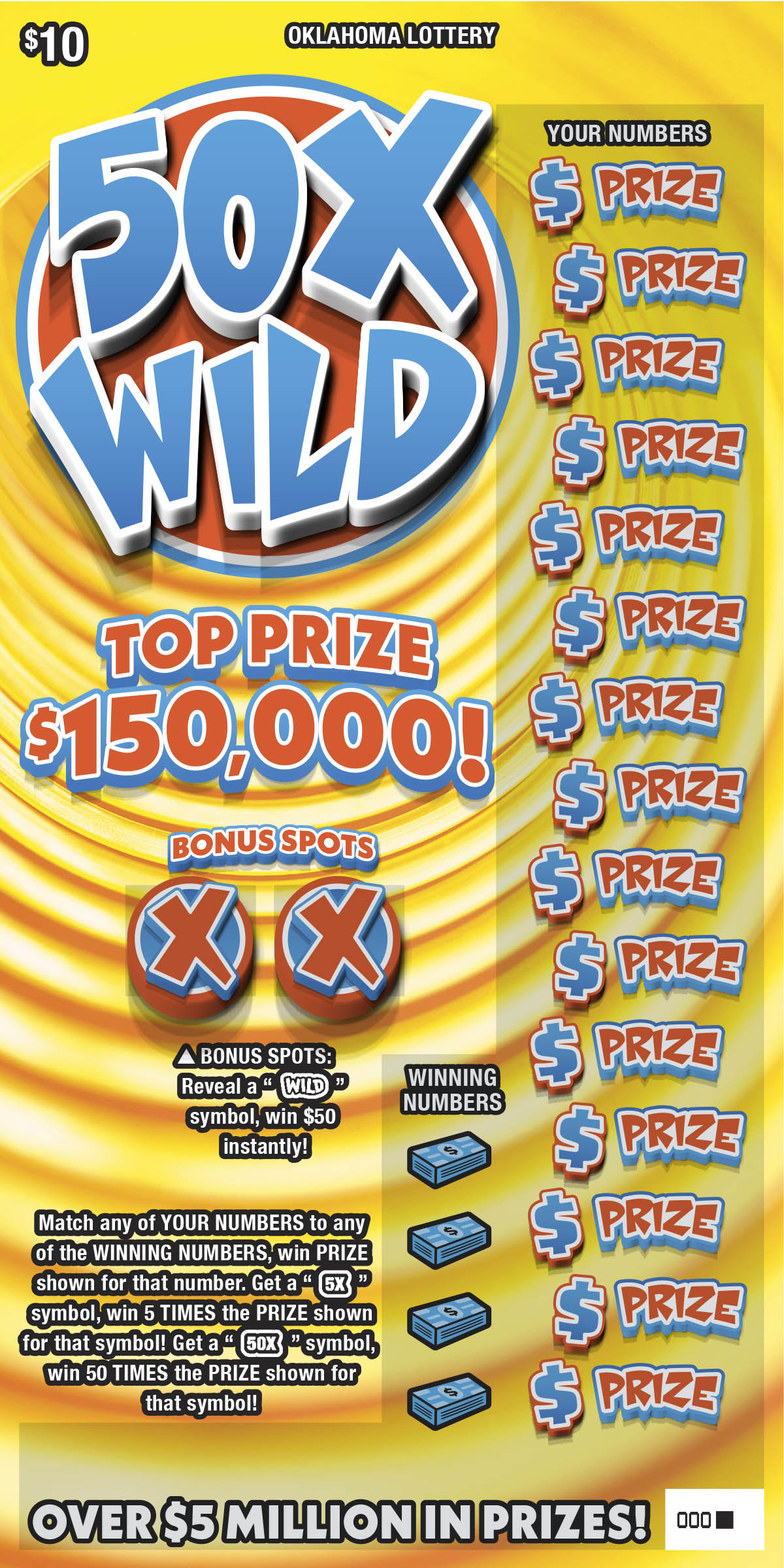 50X Wild Oklahoma scratch-off ticket