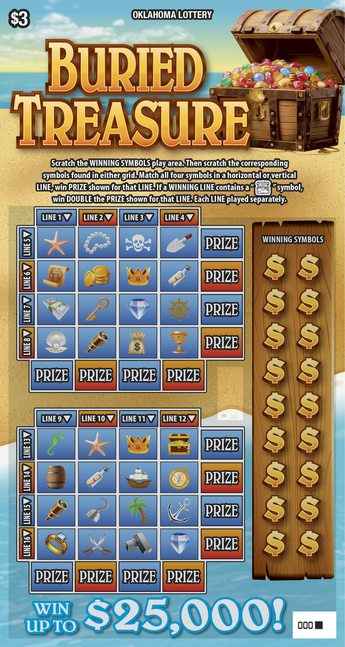 Buried Treasure Oklahoma scratch-off ticket
