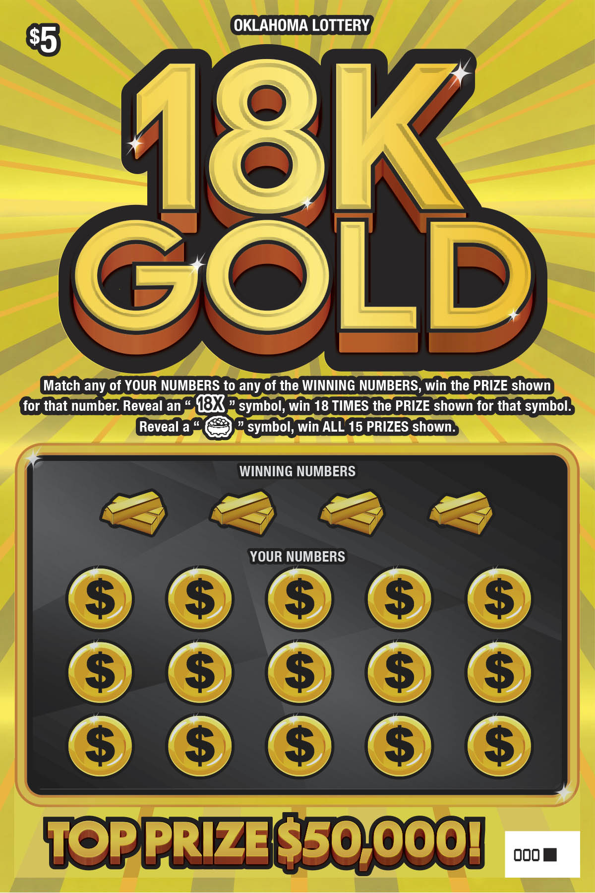 18K Gold Oklahoma scratch-off ticket