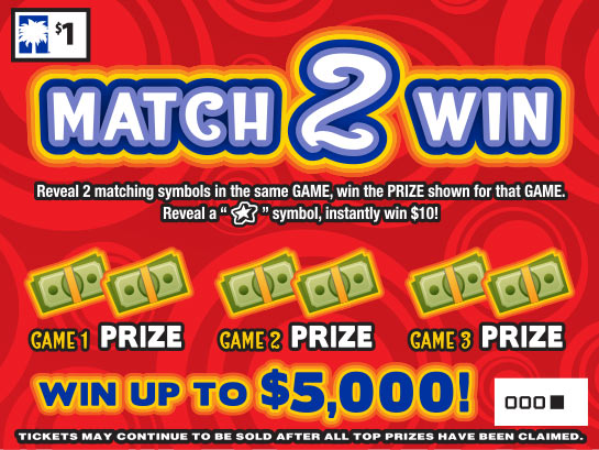 Match 2 Win South Carolina scratch-off ticket