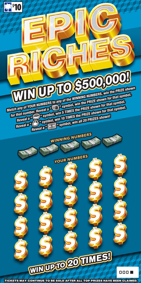 Epic Riches South Carolina scratch-off ticket
