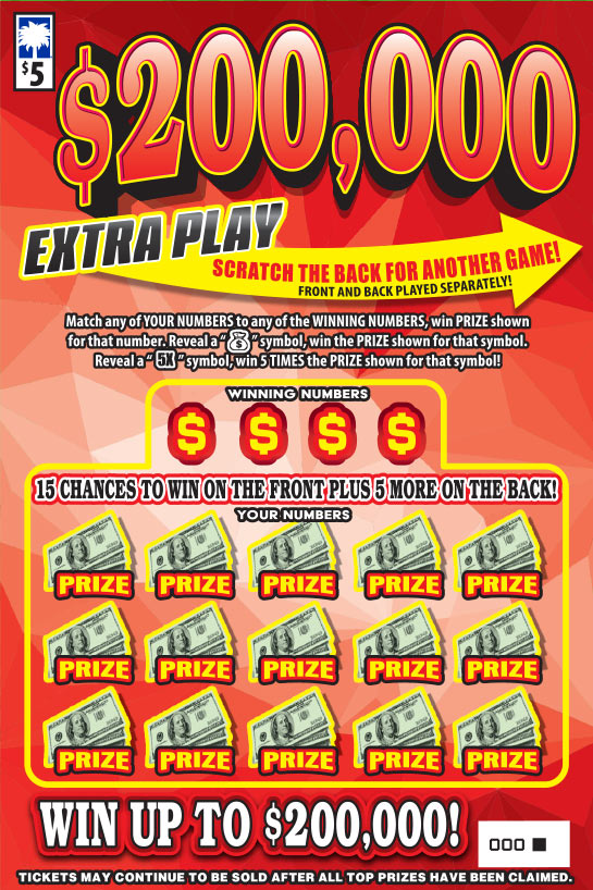 $200,000 Extra Play South Carolina scratch-off ticket