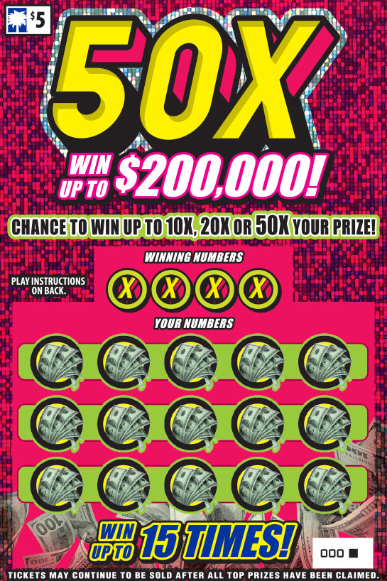 50X South Carolina scratch-off ticket