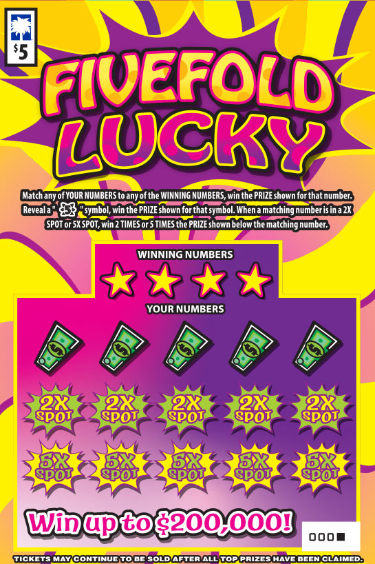 Fivefold Lucky South Carolina scratch-off ticket