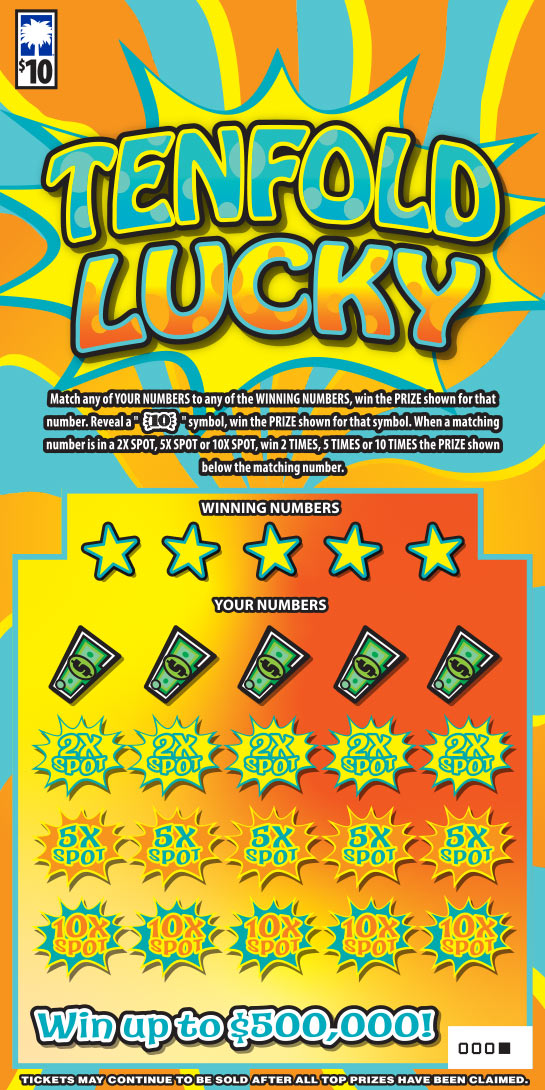 Tenfold Lucky South Carolina scratch-off ticket