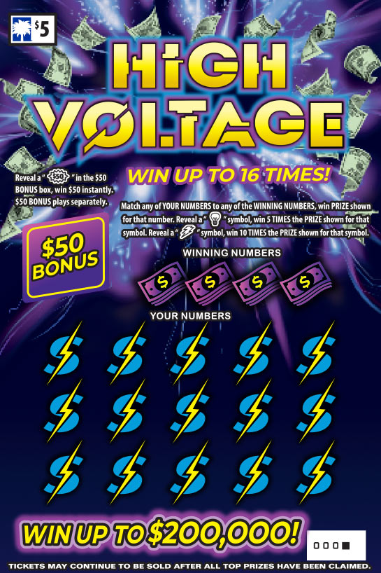 High Voltage South Carolina scratch-off ticket