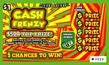 Cash Frenzy Texas scratch-off ticket