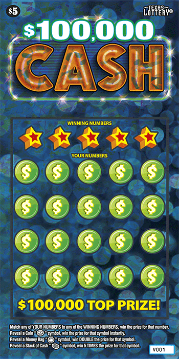 $100,000 Cash Texas scratch-off ticket