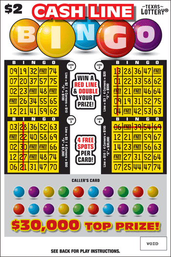 Cash Line Bingo Texas scratch-off ticket