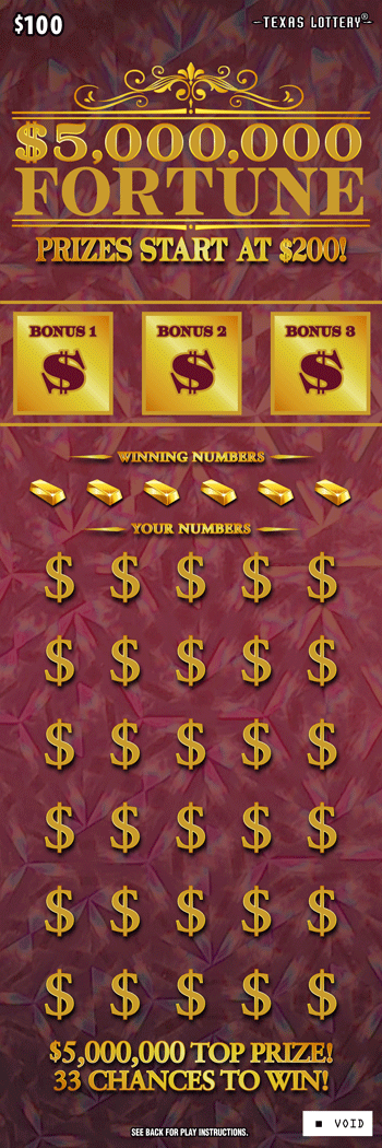 $5,000,000 Fortune Texas scratch-off ticket