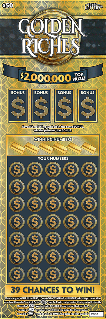 Golden Riches Texas scratch-off ticket