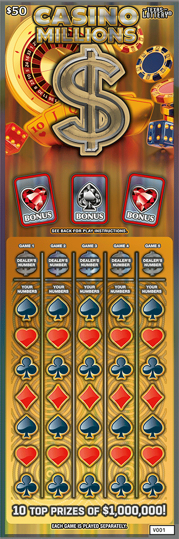 Casino Millions Texas scratch-off ticket