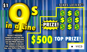 9s In A Line Texas scratch-off ticket