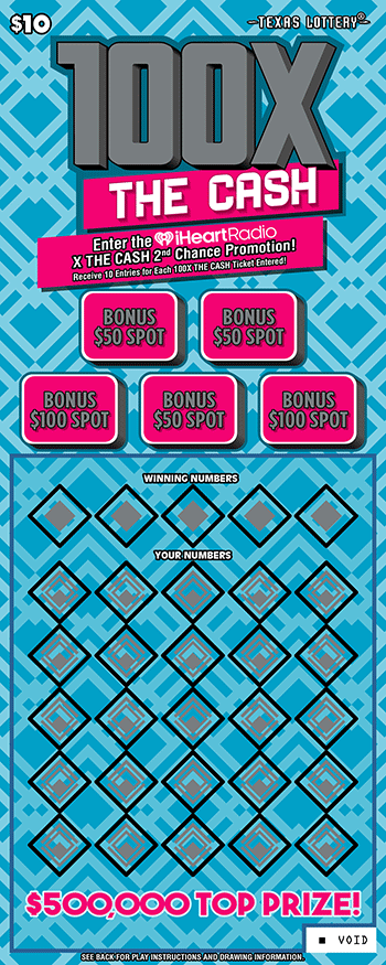 100X The Cash Texas scratch-off ticket