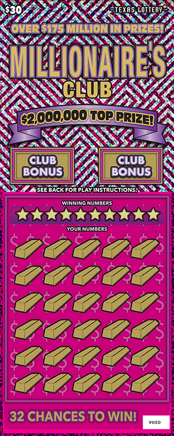 Millionaire's Club Texas scratch-off ticket