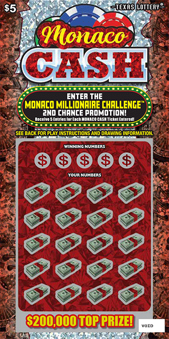 Monaco Cash Texas scratch-off ticket