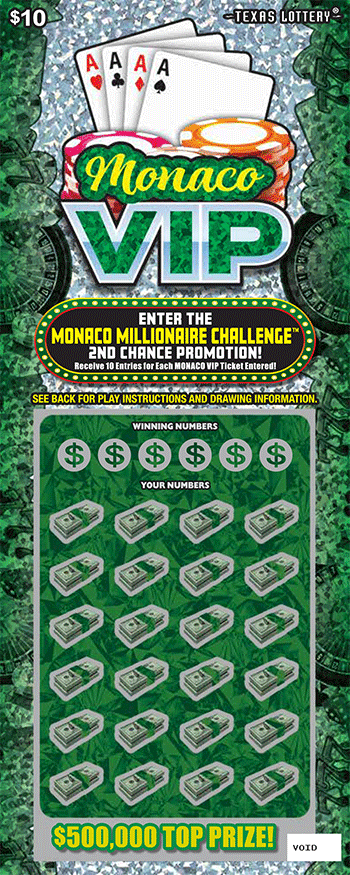 Monaco Vip Texas scratch-off ticket