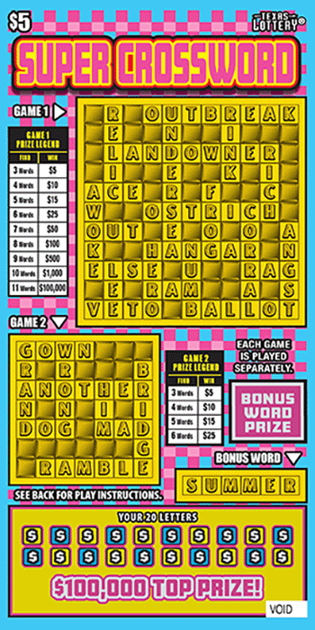 Super Crossword Texas scratch-off ticket