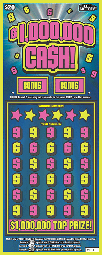 $1,000,000 Ca$h! Texas scratch-off ticket