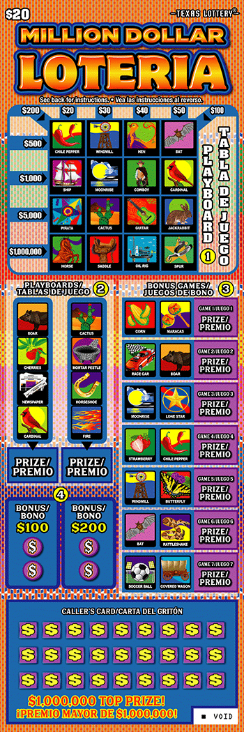 Million Dollar Loteria Texas scratch-off ticket