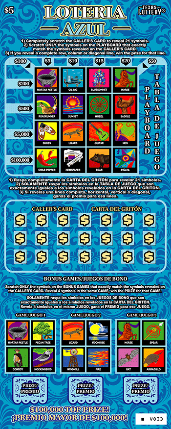 Loteria Azul Texas scratch-off ticket