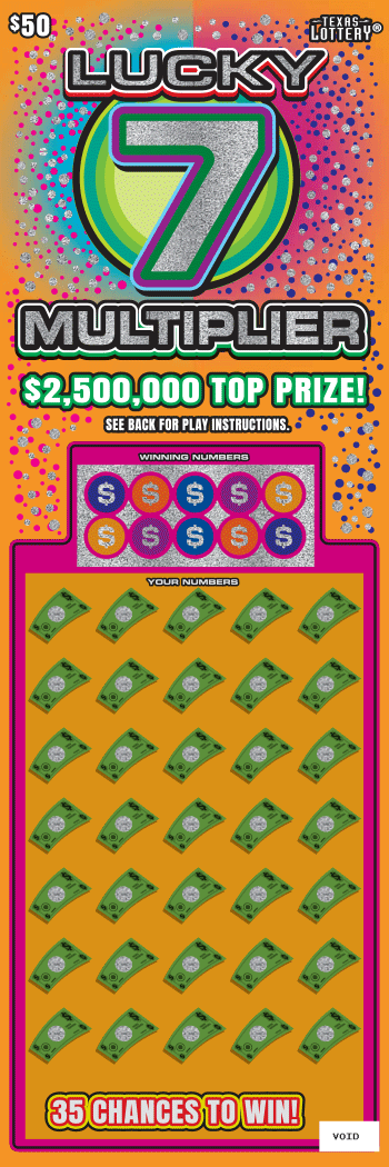 Lucky 7 Multiplier Texas scratch-off ticket