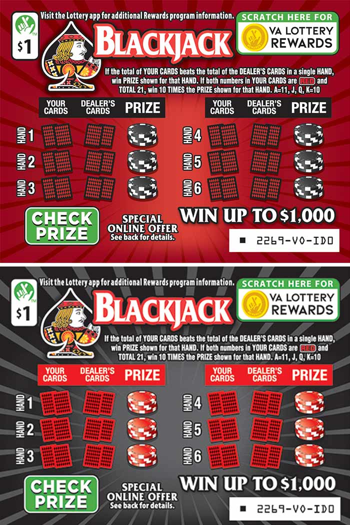 Blackjack Virginia scratch-off ticket