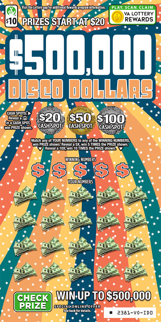 $500,000 Disco Dollars Virginia scratch-off ticket