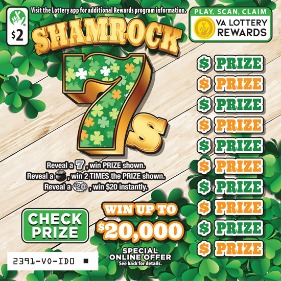 Shamrock 7S Virginia scratch-off ticket