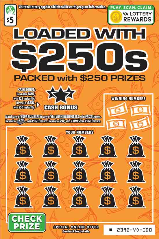 Loaded With $250S Virginia scratch-off ticket
