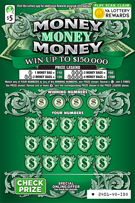 Money Money Money Virginia scratch-off ticket