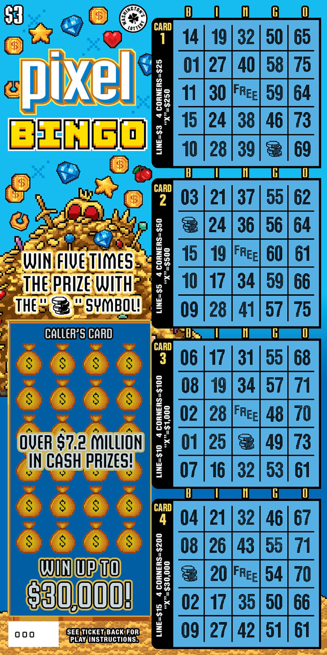 Pixel Bingo Washington scratch-off ticket