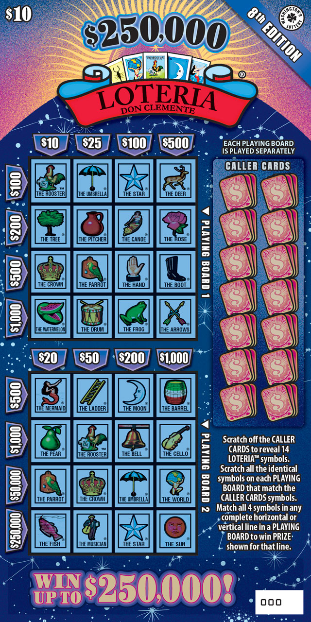 $250,000 Loteria 8TH Edition Washington scratch-off ticket