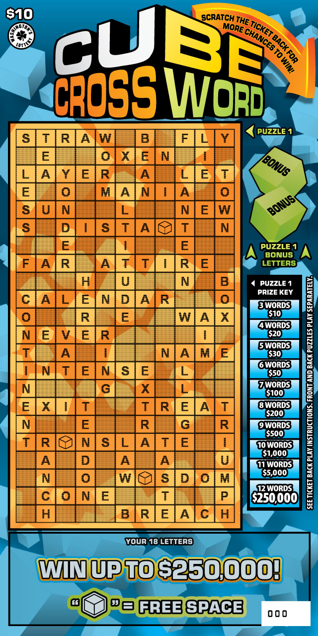 Cube Crossword Washington scratch-off ticket