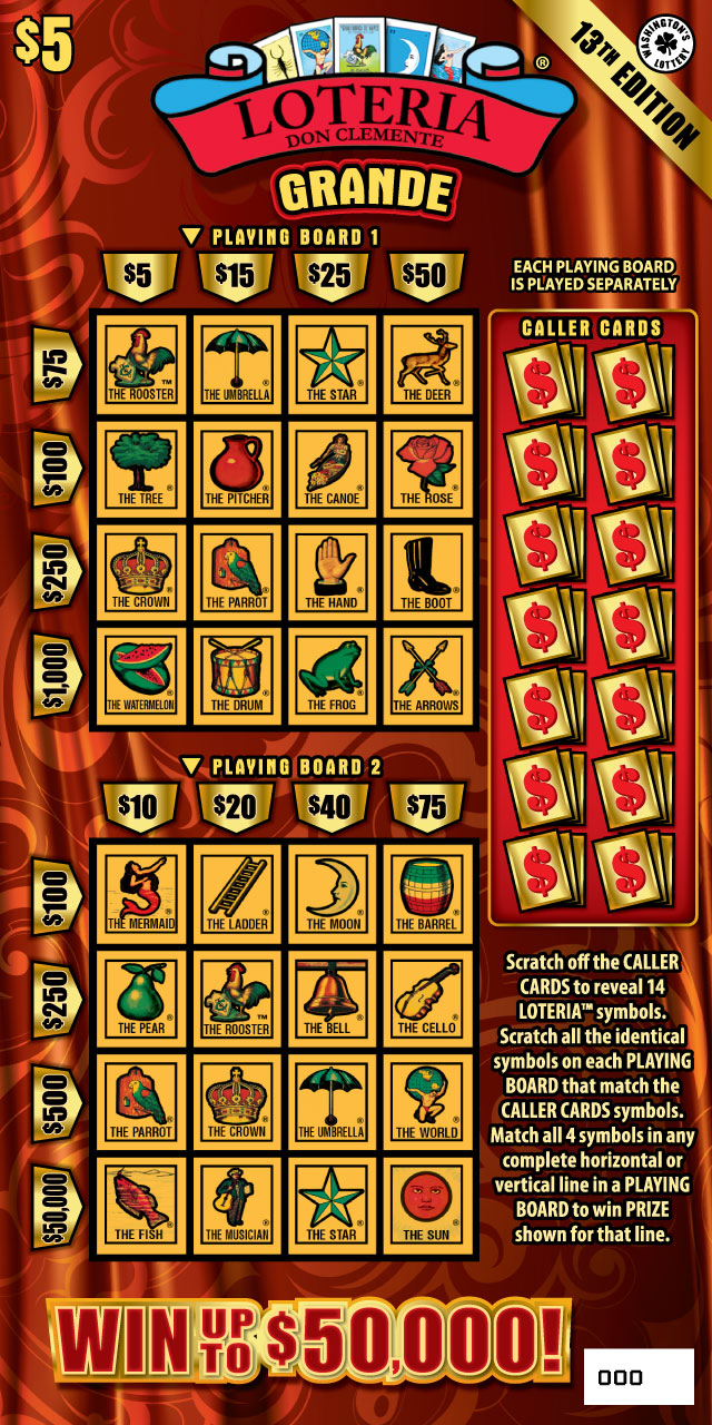 Loteria Grande 13TH Edition Washington scratch-off ticket